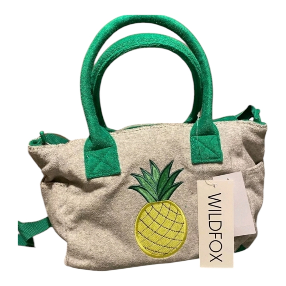 Wildfox pineapple small tote bag NWT. Cotton / poly.‎ Grey, green and yellow.
